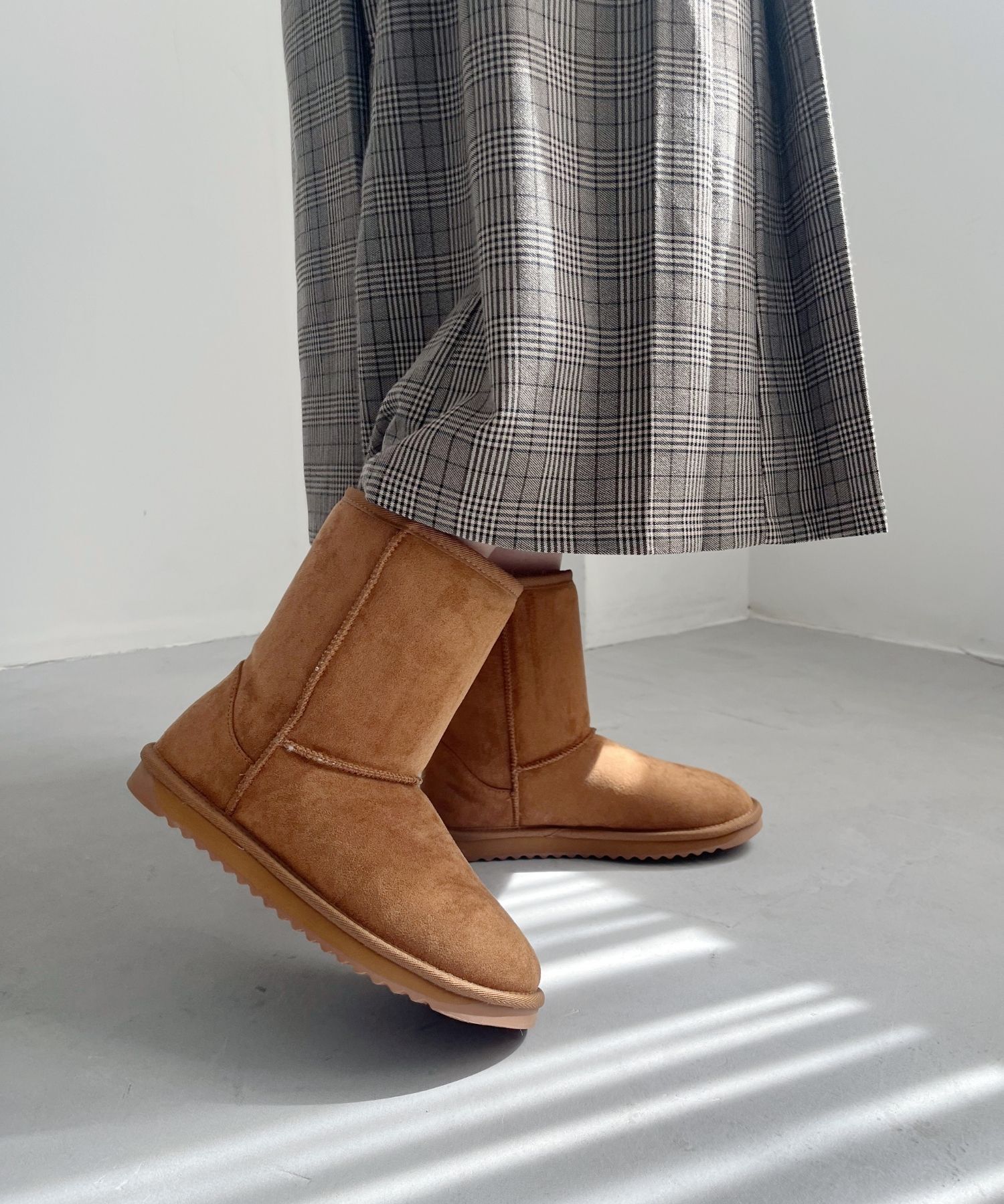 ORiental TRaffic「【累計2万足突破】  ミドル ムートン ブーツ /25401 折り返しても使える！ 防寒」|ショートブーツ|CAMEL