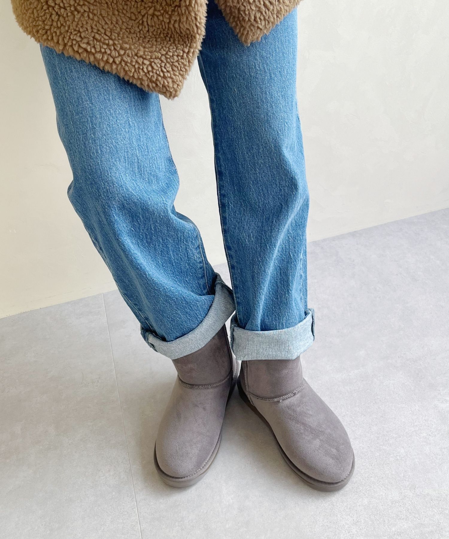 ORiental TRaffic「【累計2万足突破】  ミドル ムートン ブーツ /25401 折り返しても使える！ 防寒」|ショートブーツ|