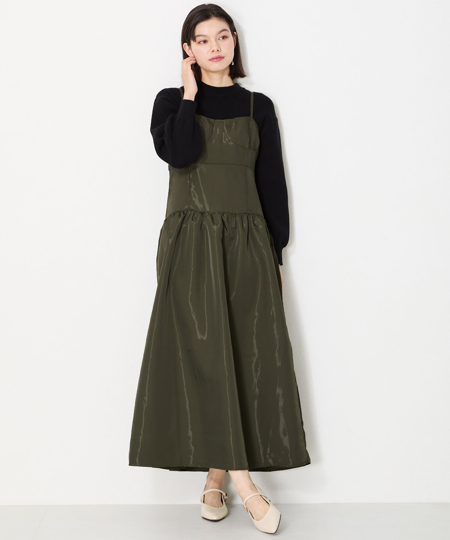 WA Oriental TRaffic「●隠しゴム付き●ポインテッドトゥ ストラップバブーシュ /42304 厚手クッション ヒール3cm 柔らかい」|パンプス|