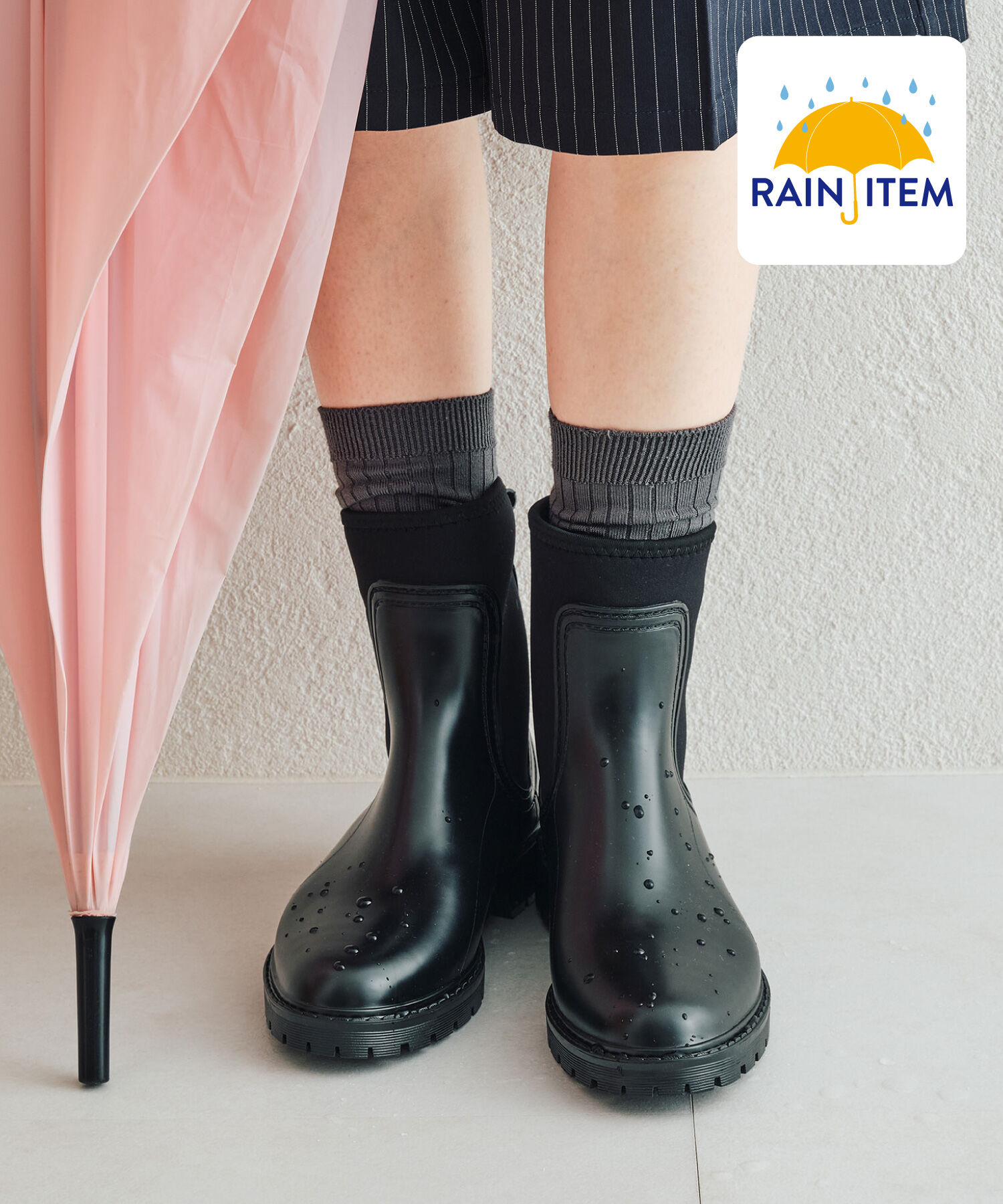 ORiental TRaffic「【防水】●2025春夏新作●サイドネオプレーンレインブーツ/R-0019 レインブーツ 人気 トレンド 売れてる」|ショートブーツ|