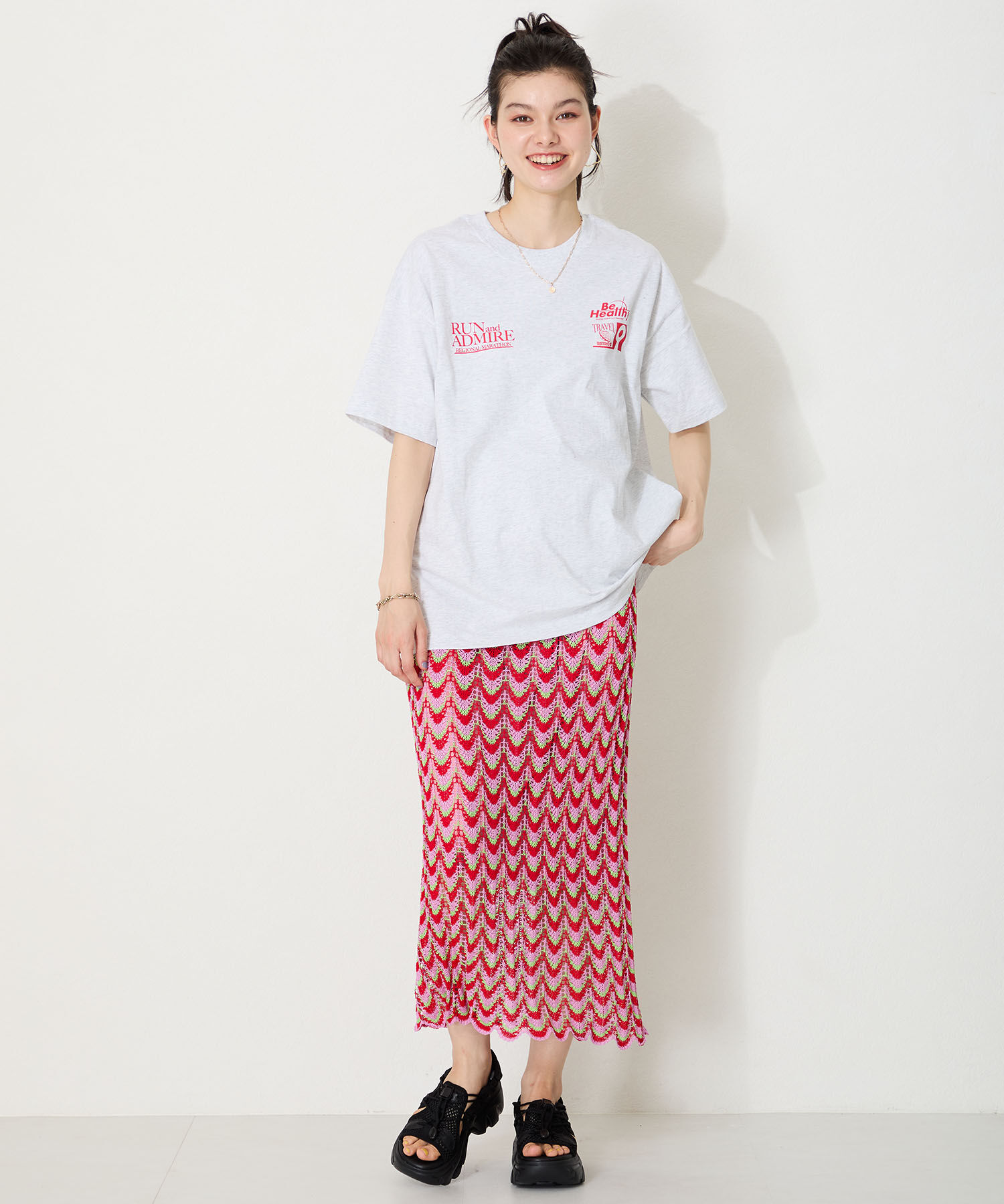 ORiental TRaffic「●2025春夏新作●ドローコード&times;メッシュ厚底サンダル/51210 サンダル 厚底　メッシュ トレンド」|サンダル|