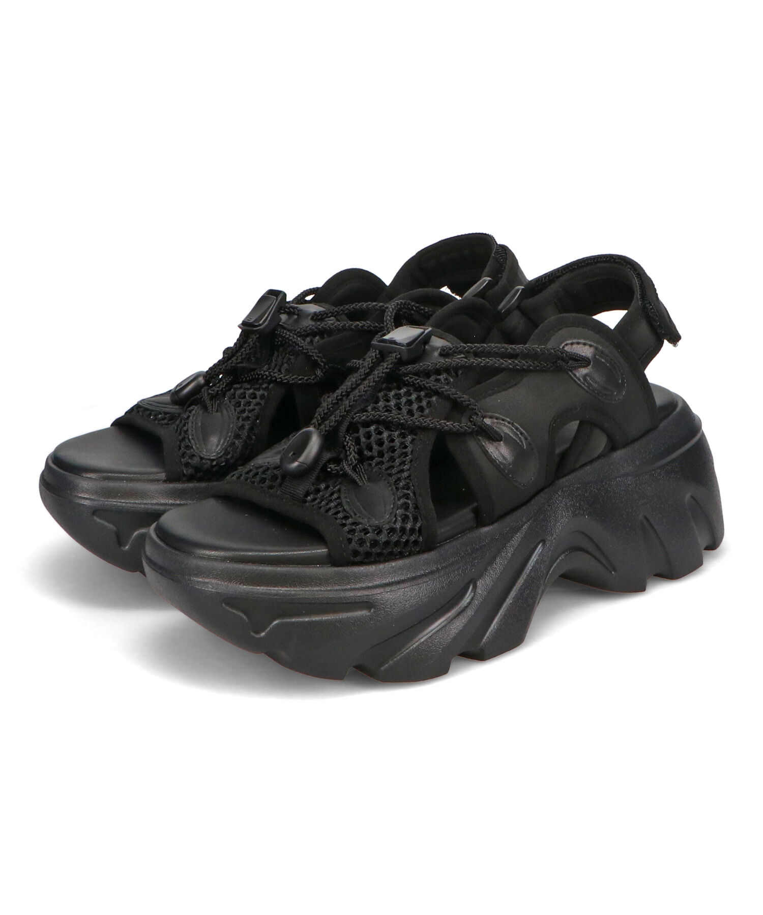 ORiental TRaffic「●2025春夏新作●ドローコード&times;メッシュ厚底サンダル/51210 サンダル 厚底　メッシュ トレンド」|サンダル|