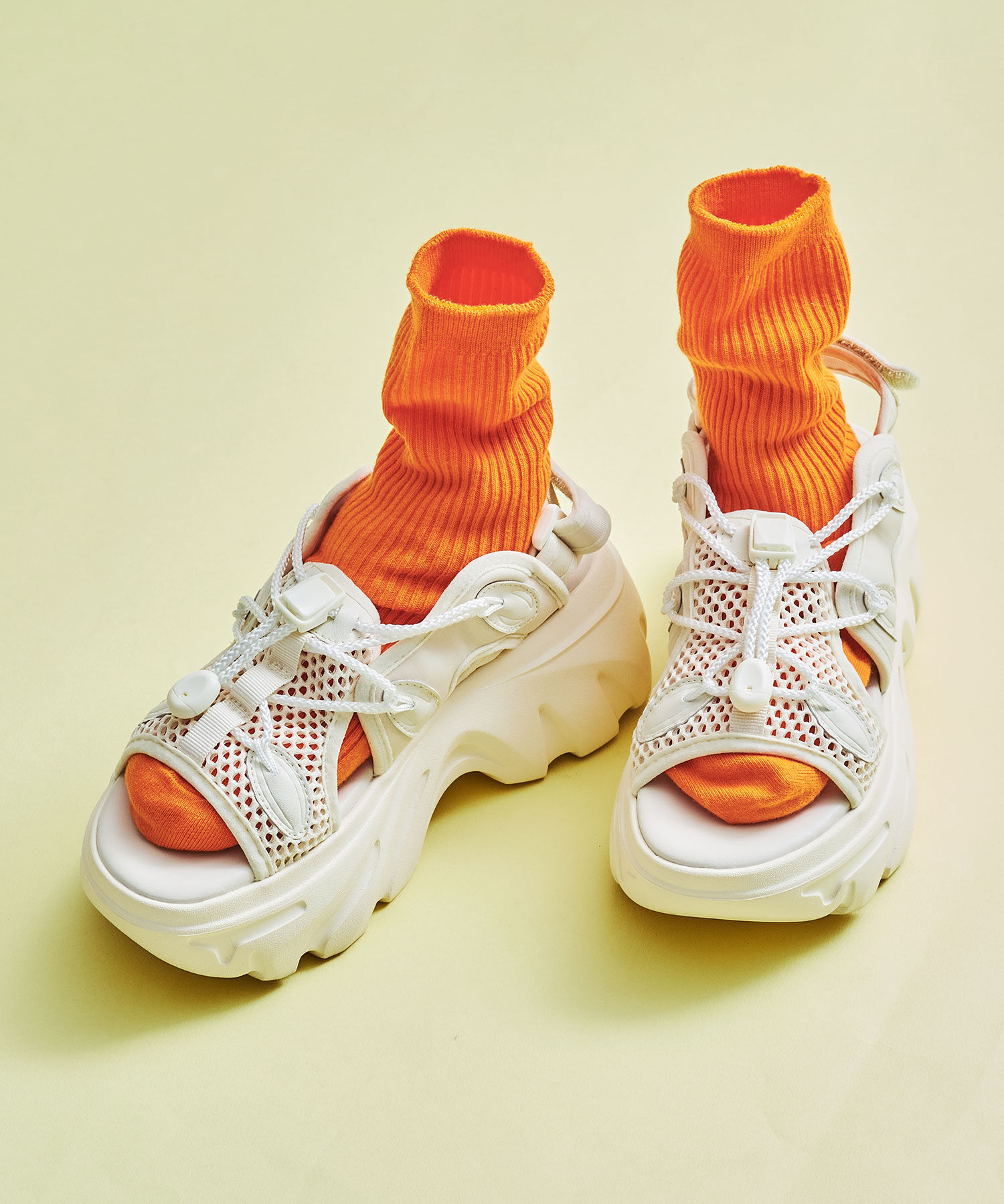 ORiental TRaffic「●2025春夏新作●ドローコード&times;メッシュ厚底サンダル/51210 サンダル 厚底　メッシュ トレンド」|サンダル|