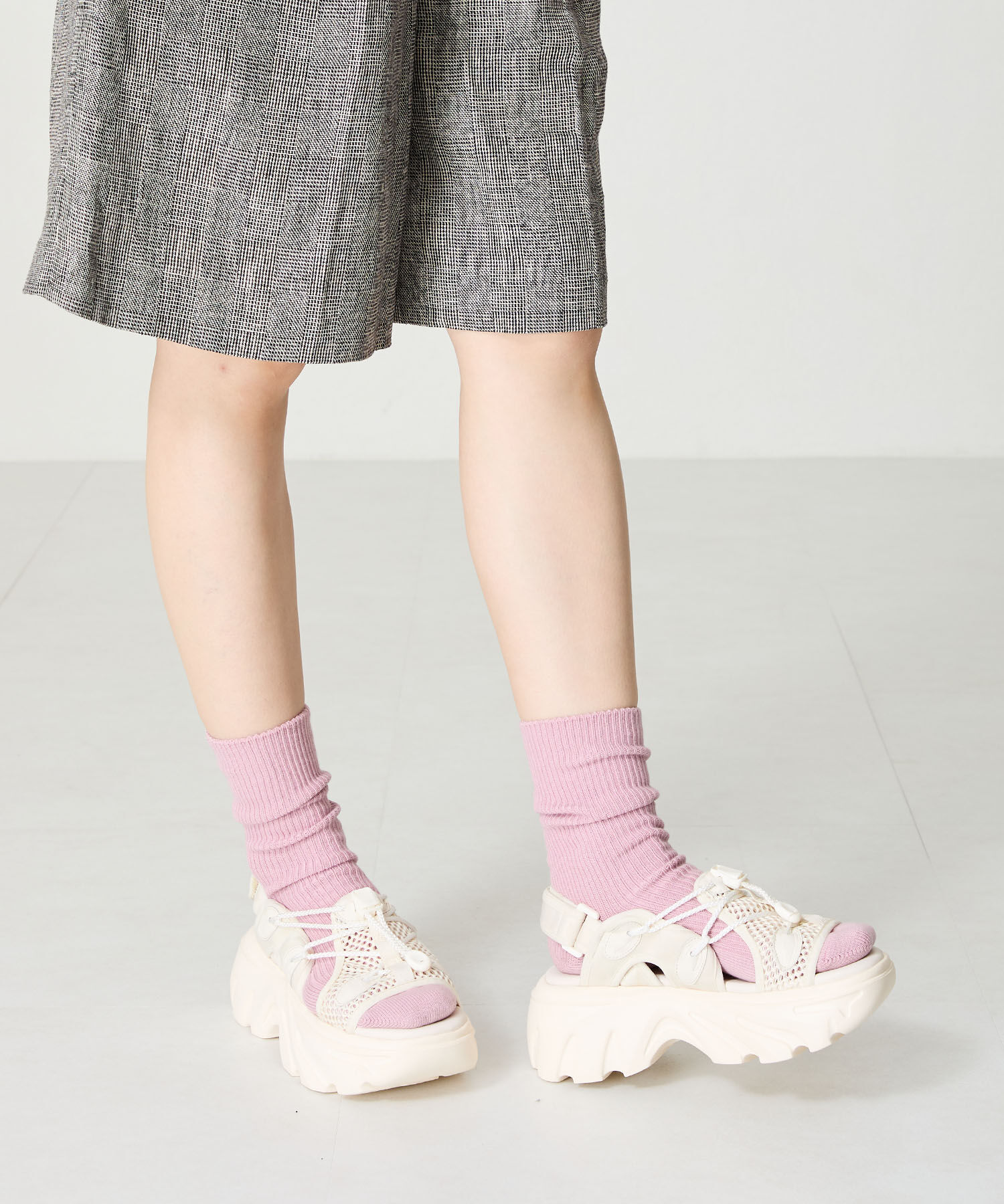 ORiental TRaffic「●2025春夏新作●ドローコード&times;メッシュ厚底サンダル/51210 サンダル 厚底　メッシュ トレンド」|サンダル|