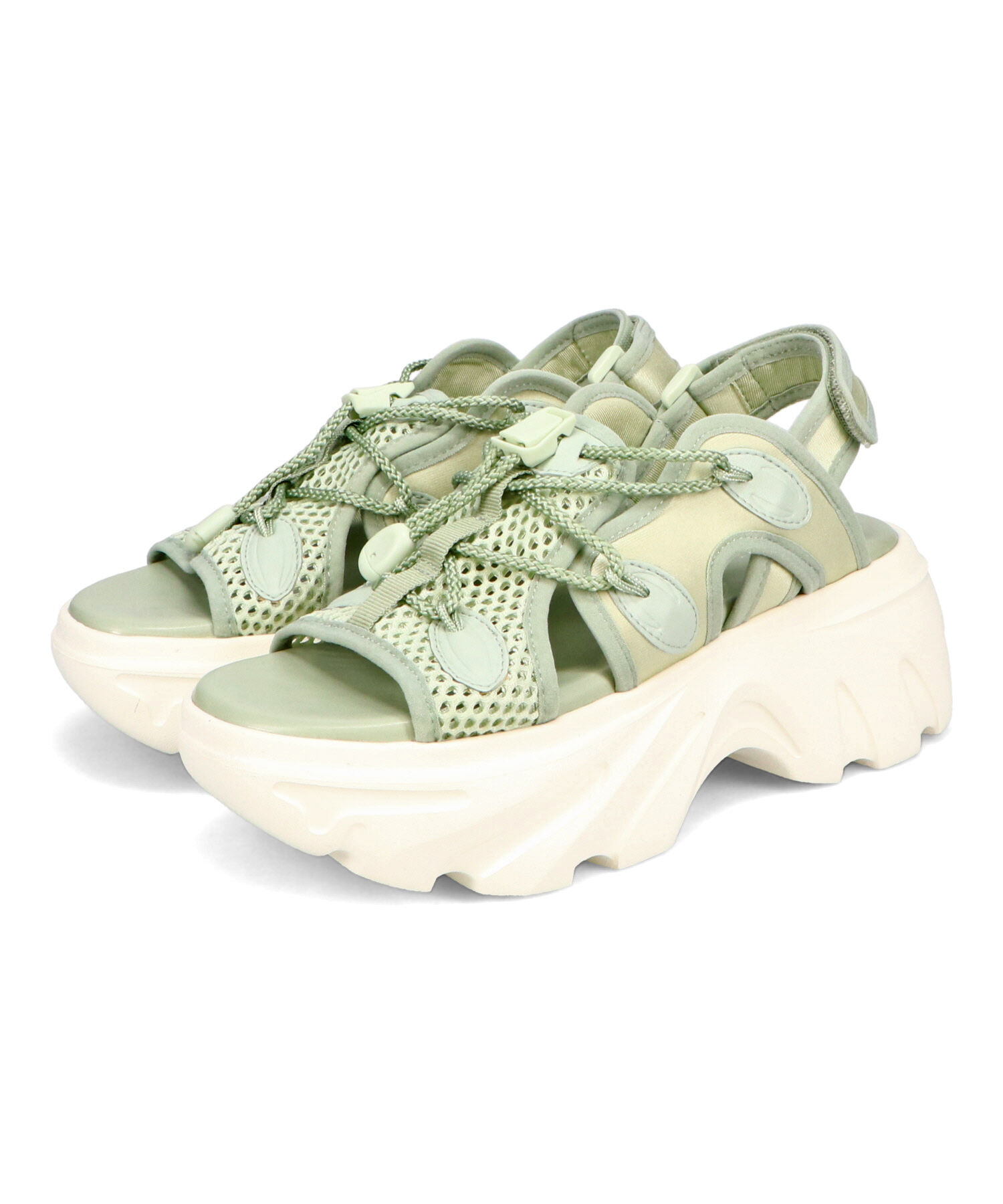 ORiental TRaffic「●2025春夏新作●ドローコード&times;メッシュ厚底サンダル/51210 サンダル 厚底　メッシュ トレンド」|サンダル|