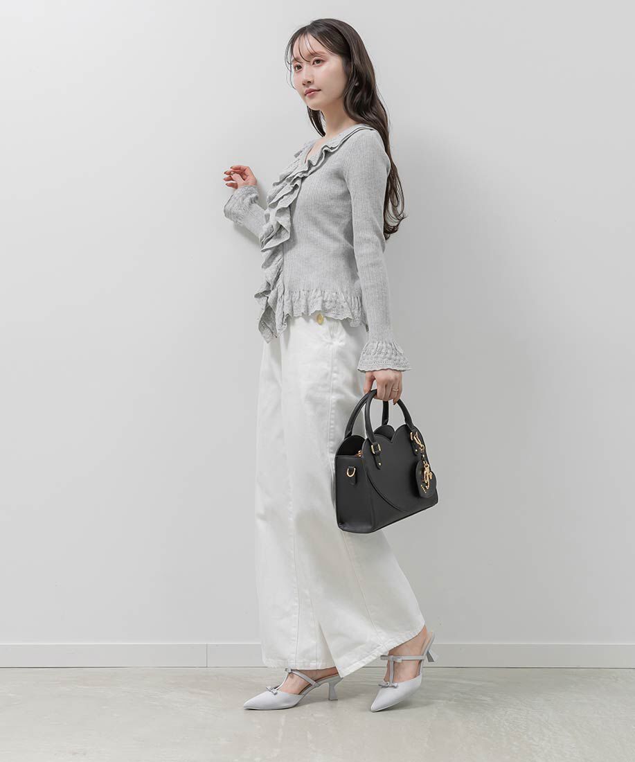  「ビジューリボンTストラップミュールパンプス」|パンプス|