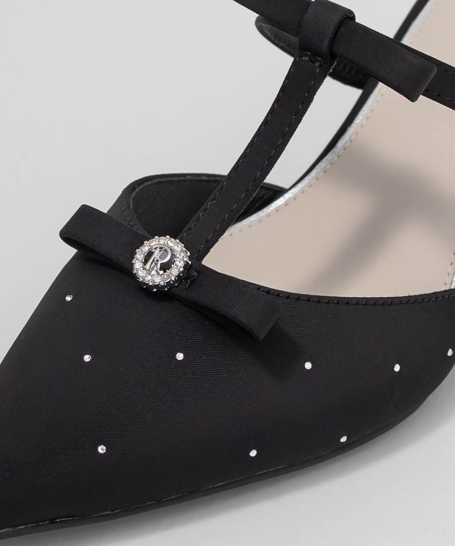  「ビジューリボンTストラップミュールパンプス」|パンプス|