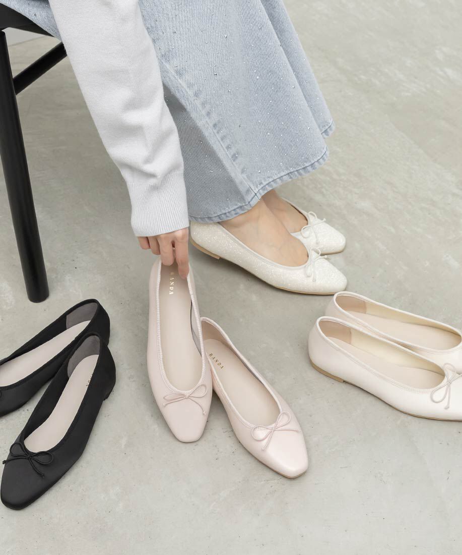  「軽量 スクエアトゥフラットパンプス」|パンプス|