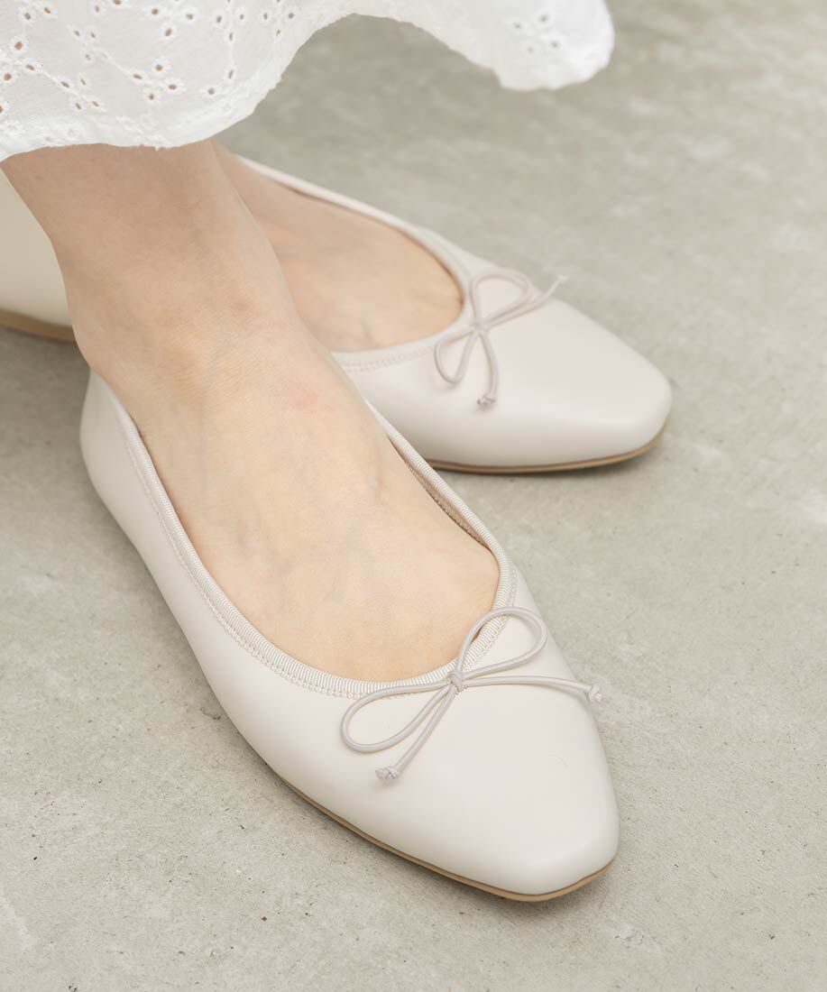  「軽量 スクエアトゥフラットパンプス」|パンプス|