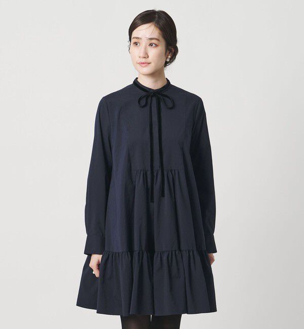 UNITED ARROWS「タフタ ギャザー ティアードワンピース ‐ウォッシャブル‐」|ワンピース|