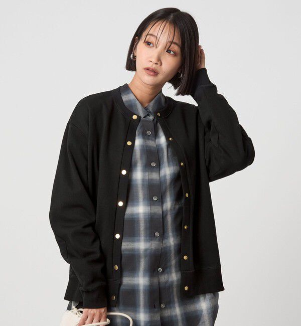 UNITED ARROWS green label relaxing「メタル調 ドットボタン カーディガン」|カーディガン|BLACK