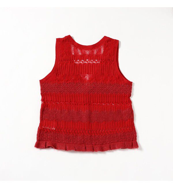 Ray BEAMS 「ボーダー レース編み ベスト」|ニット・セーター|