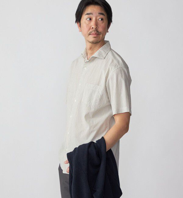 SHIPS「SHIPS: ボイル セミワイドカラー ストライプ ショートスリーブ シャツ」|シャツ・ブラウス|