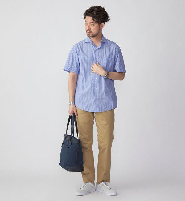 SHIPS「SHIPS: ボイル セミワイドカラー ストライプ ショートスリーブ シャツ」|シャツ・ブラウス|