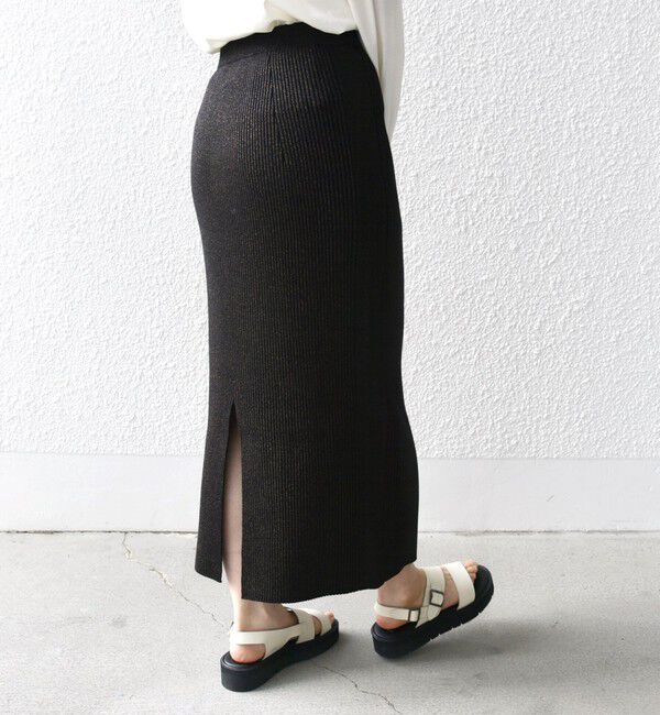 SHIPS for women「【WEB限定】〈手洗い可能〉ラメ リブ ニット スカート」|スカート|