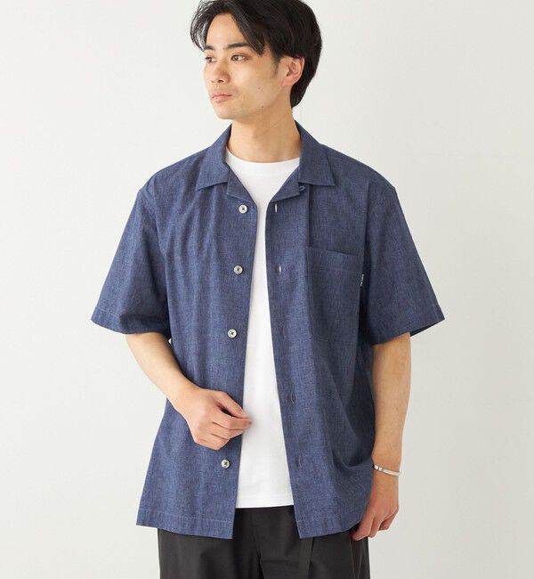 SHIPS Colors 「SHIPS Colors:コットンリネン COOLMAX オープンカラー シャツ◇」|シャツ・ブラウス|ネイビー