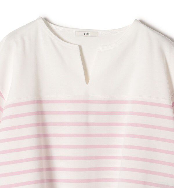 SHIPS for women「〈手洗い可能〉オーガニック 綿 ボーダー ショート スリーブ」|Tシャツ・カットソー|