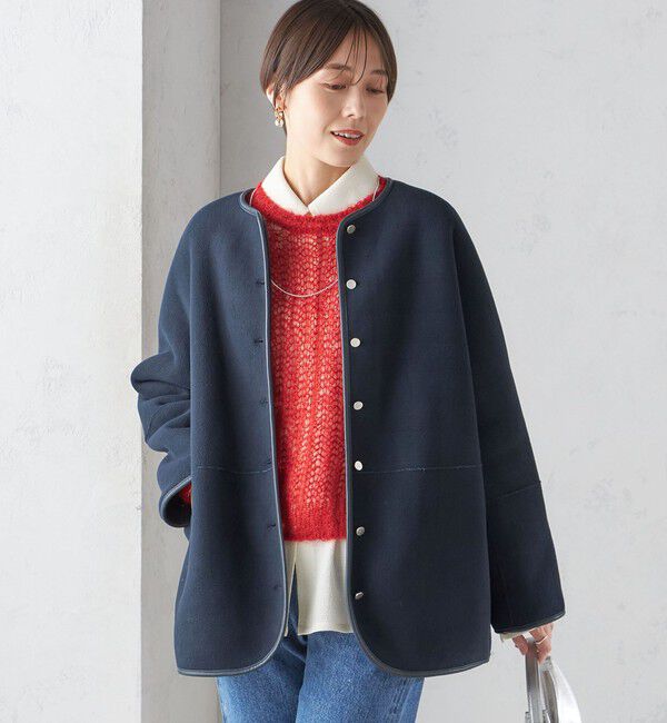 SHIPS for women「〈手洗い可能〉リバーシブル ボア &times; フリース ブルゾン」|ブルゾン・スタジャン|