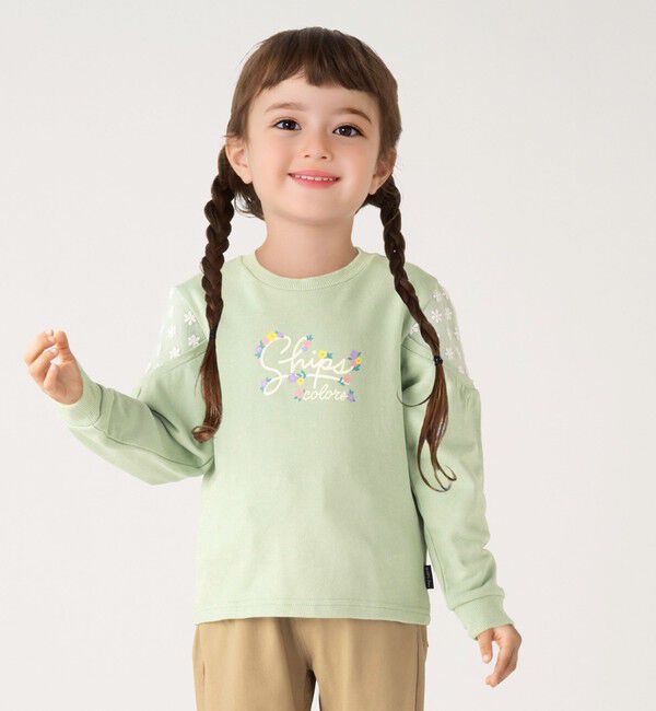 SHIPS Colors 「SHIPS Colors: 80～130cm / ショルダー レース ロゴ スウェット◇」|スウェット・ジャージ|グリーン