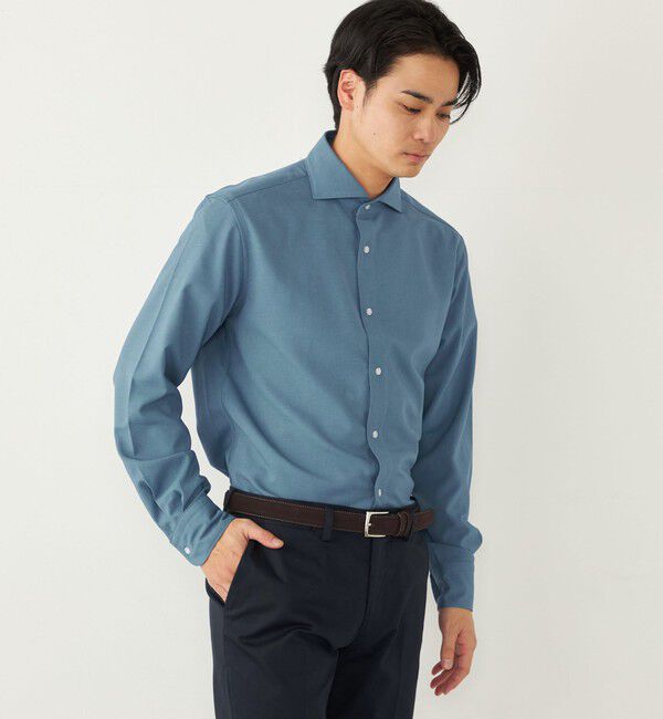 SHIPS Colors 「SHIPS Colors:ノーアイロン ウールライク ワイドカラー シャツ◇」|シャツ・ブラウス|ブルー