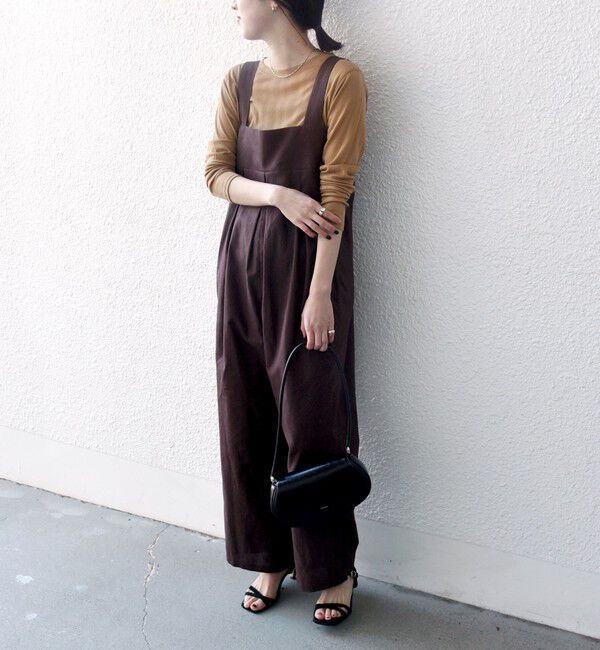 SHIPS any「SHIPS any:〈洗濯機可能〉リネン ミックス タック ワイド サロペット」|オールインワン|