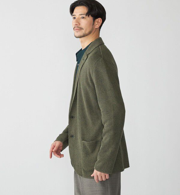 SHIPS「【SHIPS別注】FLY3: コットン/リネン ヘリンボーン ニット ブレザー」|テーラードジャケット|