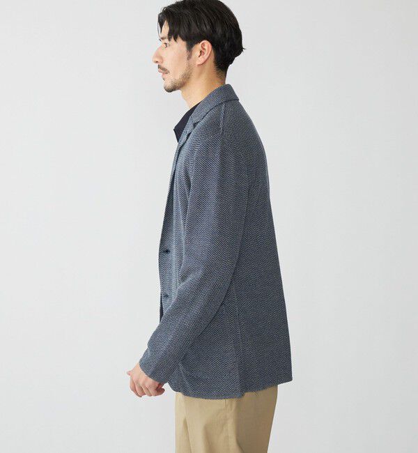 SHIPS「【SHIPS別注】FLY3: コットン/リネン ヘリンボーン ニット ブレザー」|テーラードジャケット|