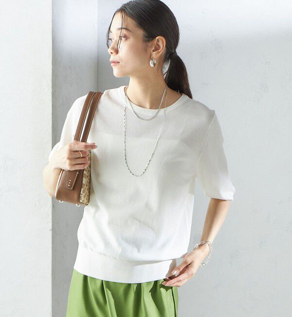 SHIPS for women「〈接触冷感 / 手洗い可能〉アイスコットン ショート スリーブ プルオーバー」|ニット・セーター|