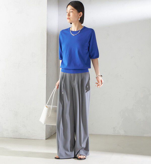 SHIPS for women「〈接触冷感 / 手洗い可能〉アイスコットン ショート スリーブ プルオーバー」|ニット・セーター|