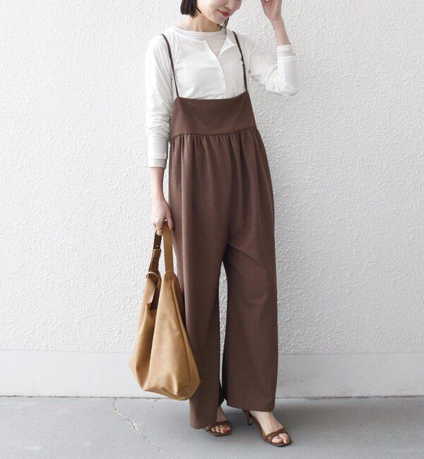 SHIPS any「SHIPS any:〈洗濯機可能〉ループヤーン イージー ギャザー サロペット」|オールインワン|