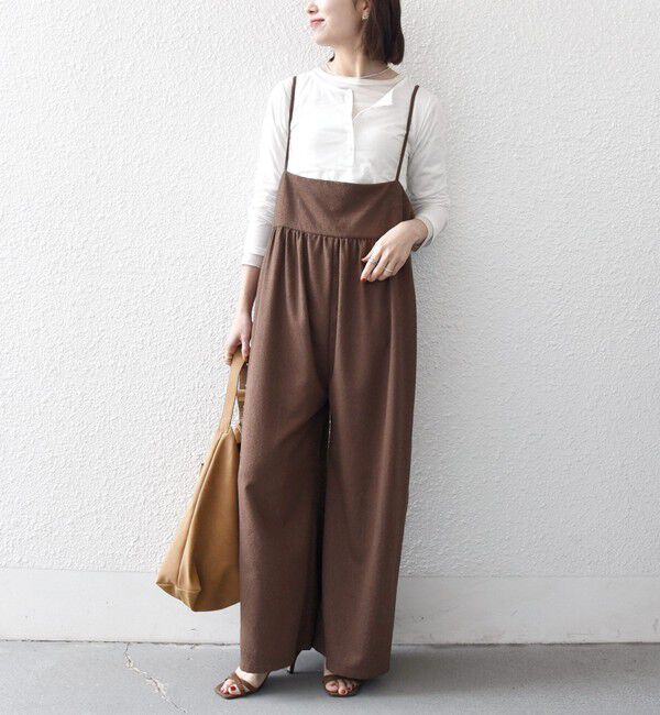 SHIPS any「SHIPS any:〈洗濯機可能〉ループヤーン イージー ギャザー サロペット」|オールインワン|