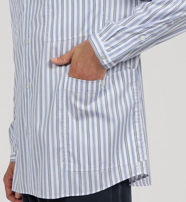 TOMORROWLAND MENS「コットン ストライプ マルチポケットシャツ」|シャツ・ブラウス|