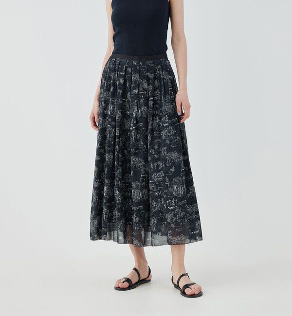 GALERIE VIE「 LandScapeシルクストレッチ イージータックスカート」|スカート|