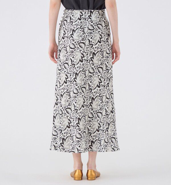 SOULEIADO「リネンプリント ナロースカート」|フレア|