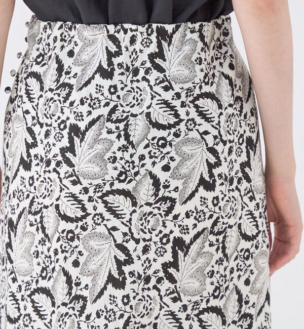 SOULEIADO「リネンプリント ナロースカート」|フレア|