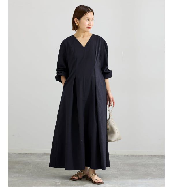 IENA「《予約》サッカーVネックフレアワンピース」|ワンピース|