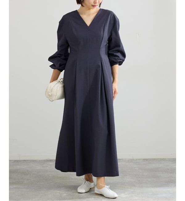 IENA「《予約》サッカーVネックフレアワンピース」|ワンピース|