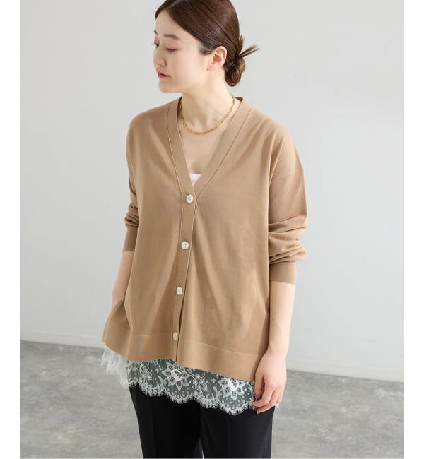 IENA「《予約》アセテートシルクVネックカーディガン」|カーディガン|