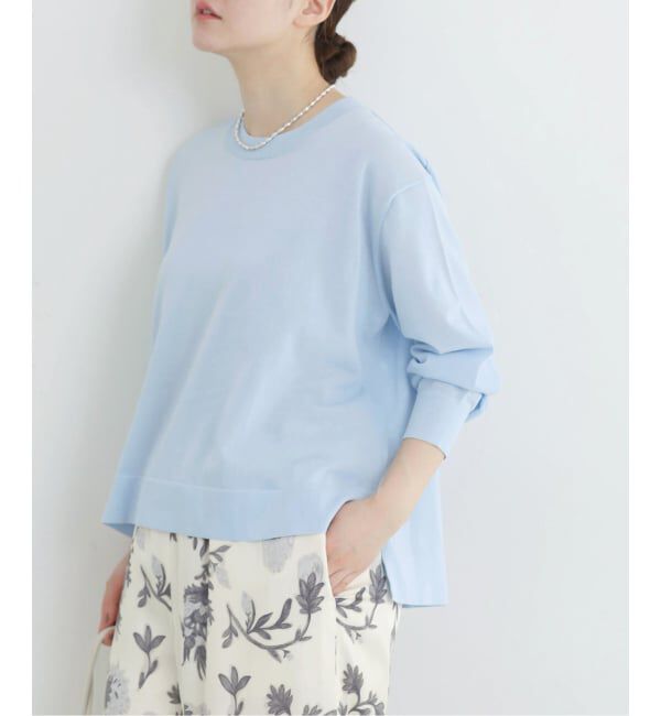 IENA「《予約》ウォッシャブル シアーニットプルオーバー」|ニット・セーター|サックスブルー