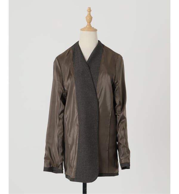 IENA「《セットアップ対応/予約》シャークツイードノーカラージャケット」|ノーカラージャケット|