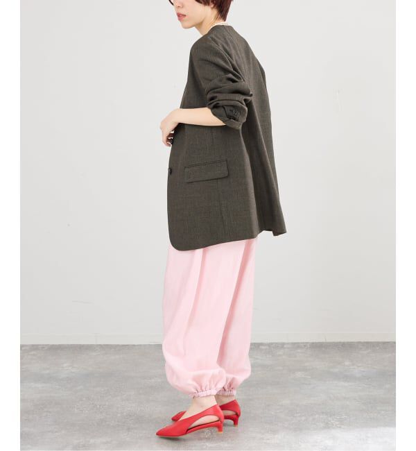 IENA「《セットアップ対応/予約》シャークツイードノーカラージャケット」|ノーカラージャケット|