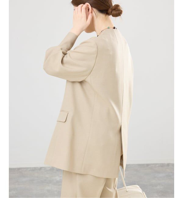 IENA「《セットアップ対応/予約》シャークツイードノーカラージャケット」|ノーカラージャケット|