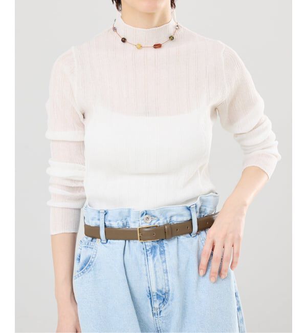 IENA「《予約》ウォッシャブル シアーリブタートル」|ニット・セーター|ホワイト