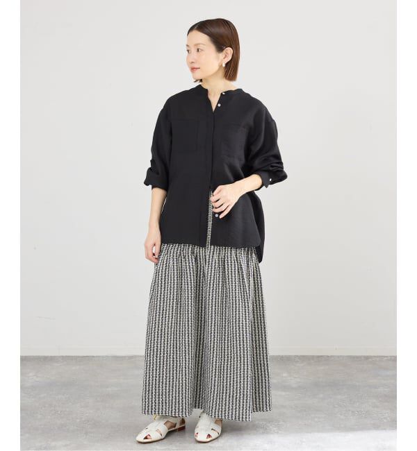 IENA「《予約》ジャガードバンドカラーブラウス」|シャツ・ブラウス|
