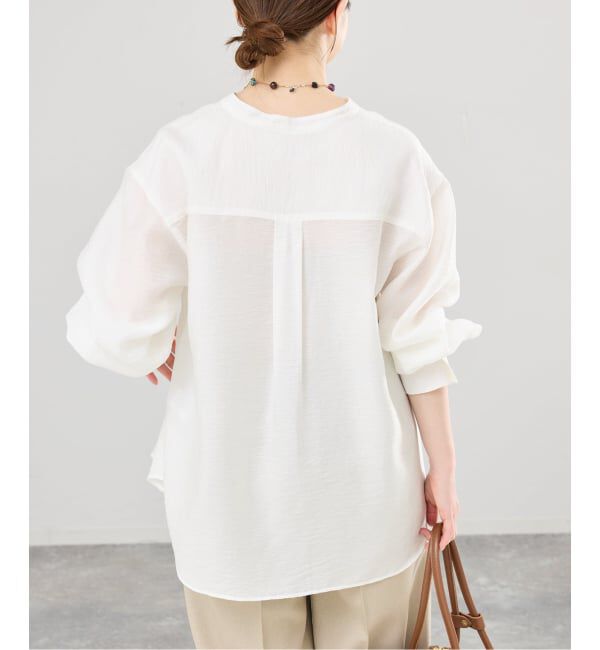 IENA「《予約》ジャガードバンドカラーブラウス」|シャツ・ブラウス|