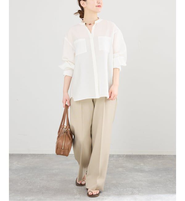 IENA「《予約》ジャガードバンドカラーブラウス」|シャツ・ブラウス|