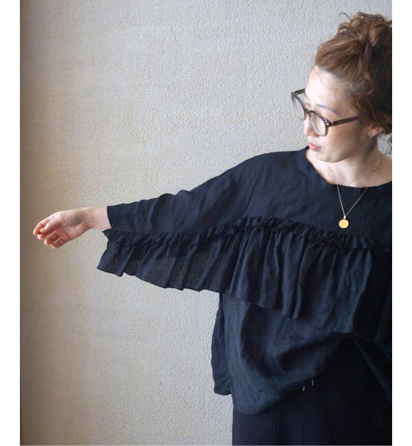 journal standard luxe「フレンチリネンキャンバス フリルプルブラウス」|シャツ・ブラウス|