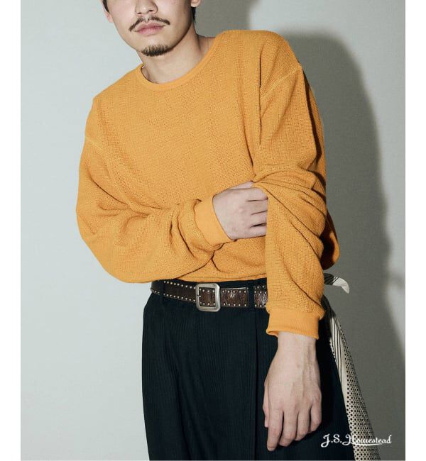 J.S.Homestead「J.S.Homestead /  レノ メッシュ ファブリック ロンT」|Tシャツ・カットソー|マスタード