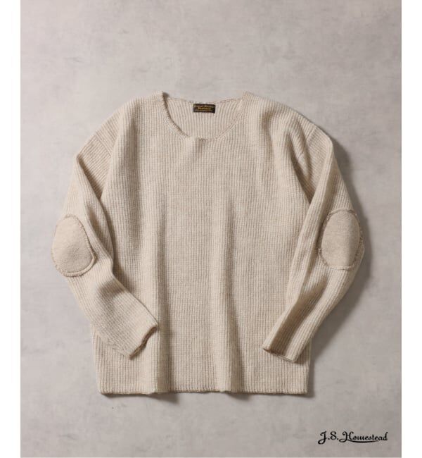 J.S.Homestead「J.S.Homestead / ブランケット ステッチ リブ ニット」|ニット・セーター|ナチュラル