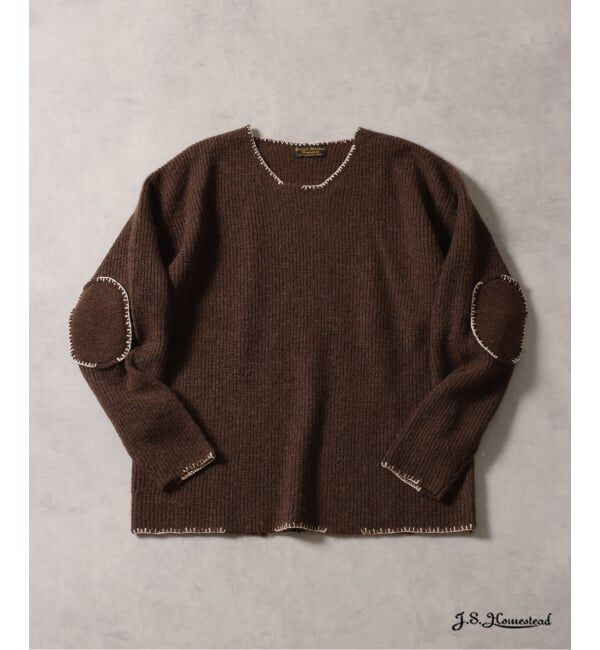 J.S.Homestead「J.S.Homestead / ブランケット ステッチ リブ ニット」|ニット・セーター|ブラウン